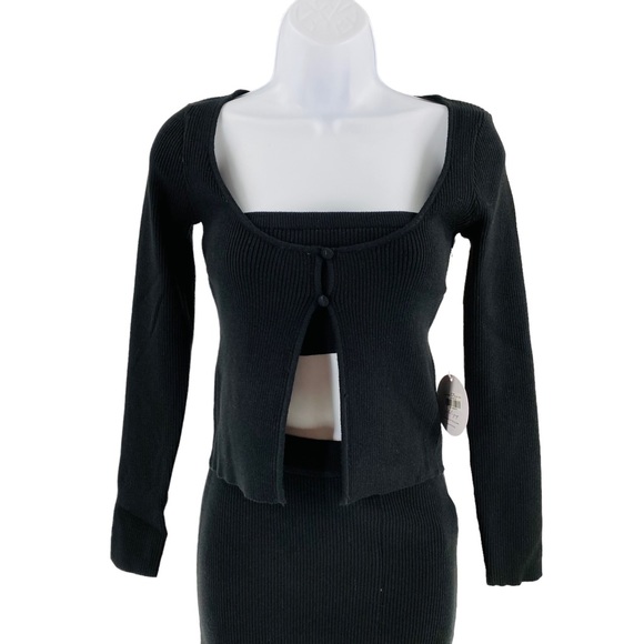 Petal & Pup NEW Luna 3 Piece Knitted Set Black Sweater Midi Dress Size XS - Picture 6 of 14